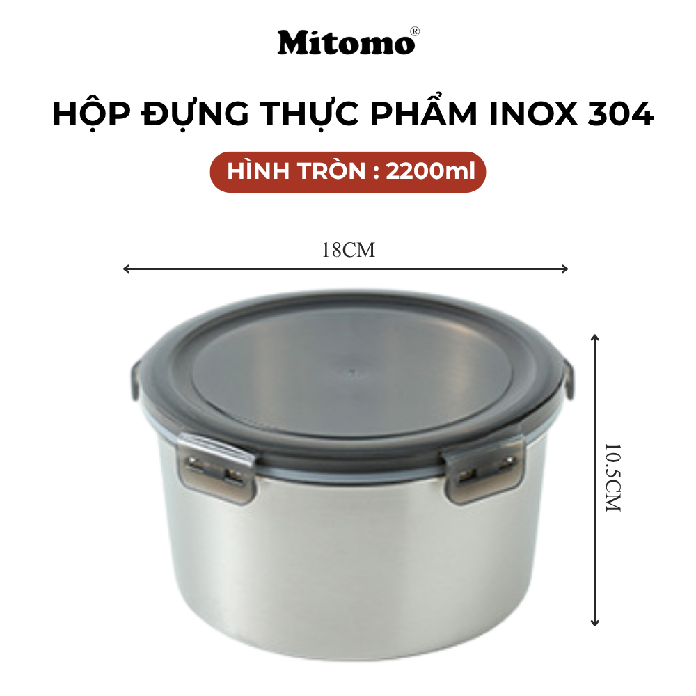 Bộ 5 Hộp Bảo Quản Thực Phẩm Inox 304 Hình Tròn – Kín Hơi, An Toàn, Bền Đẹp