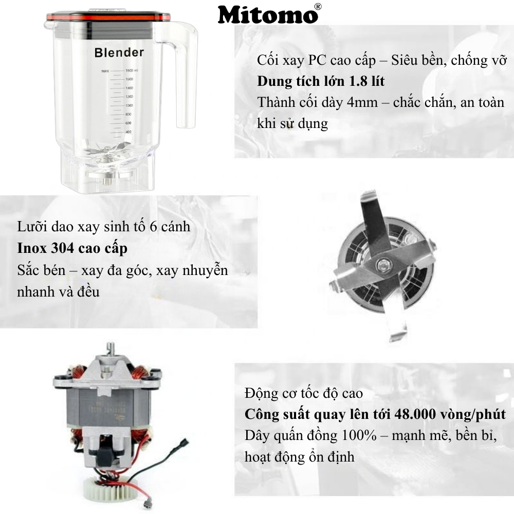 Máy Xay Sinh Tố Công Nghiệp Cao Cấp Mitomo ANS-25801