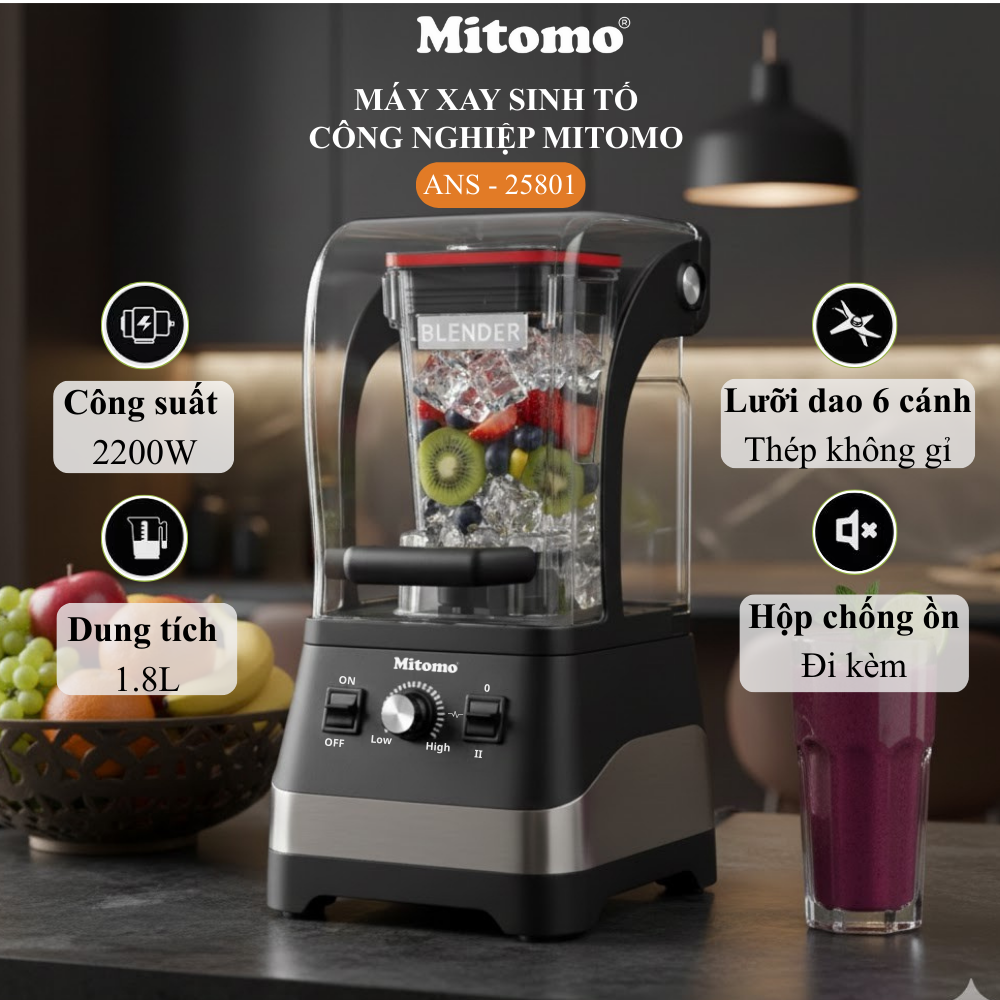 Máy Xay Sinh Tố Công Nghiệp Cao Cấp Mitomo ANS-25801