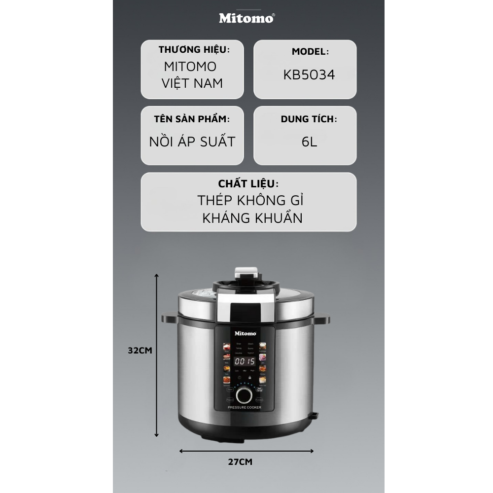 Nồi Áp Suất Điện Đa Năng Mitomo DSP KB5034