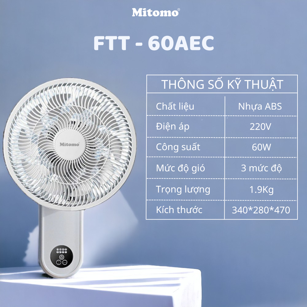Quạt treo tường điện tử Mitomo FTT-60AEC