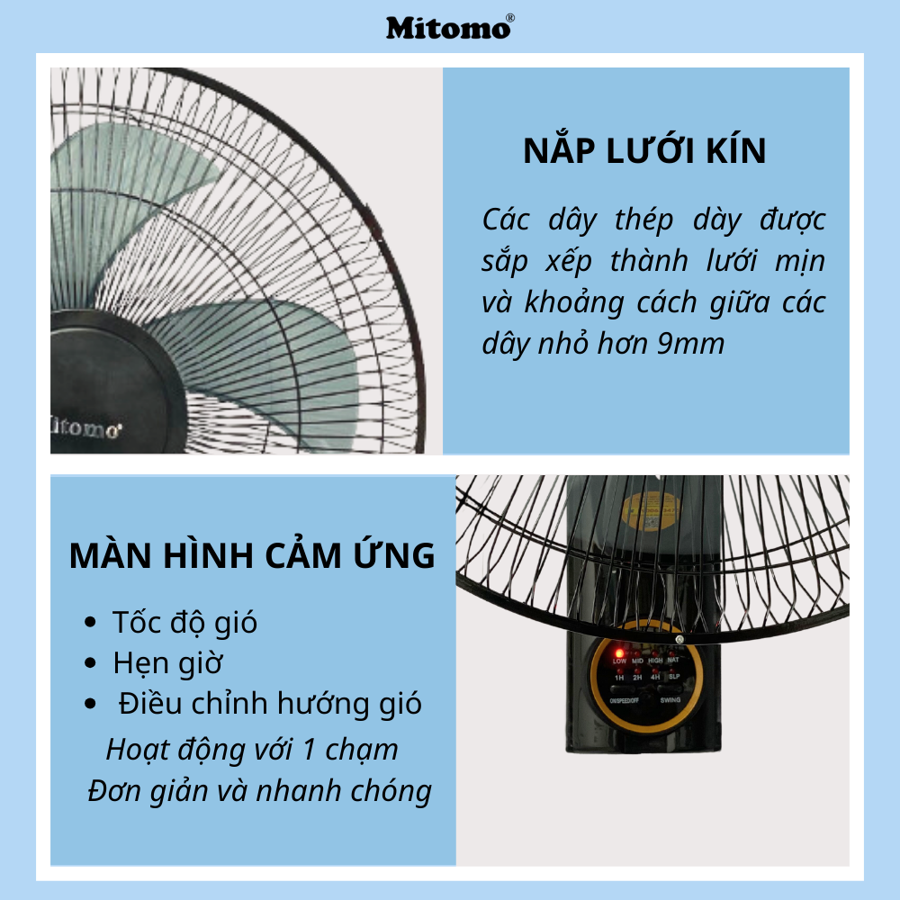 Quạt treo tường điều khiển từ xa Mitomo FTT-60AEN 