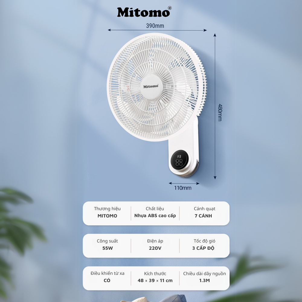 Quạt treo tường điện tử Mitomo FTT-60AEC-D39