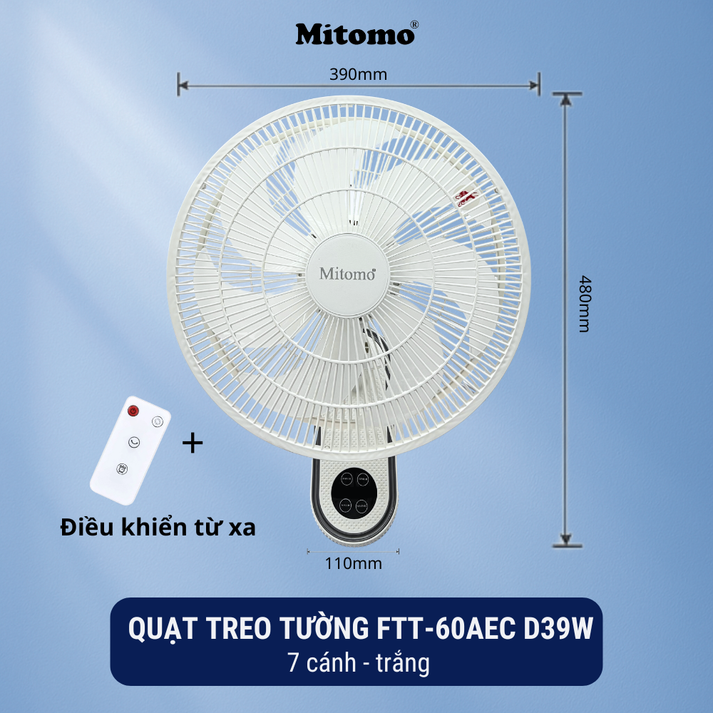 Quạt treo tường điện tử Mitomo FTT-60AEC-D39W