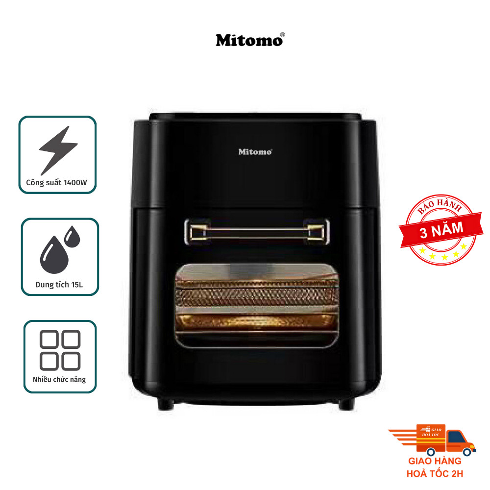 Nồi chiên không dầu điện tử Mitomo MTD-AF15, dung tích 15L màu đen