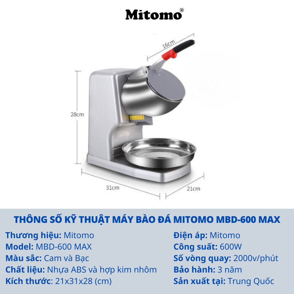 Máy bào đá 8 lưỡi cao cấp Mitomo MBD-600MAX - Bền bỉ, hiệu quả