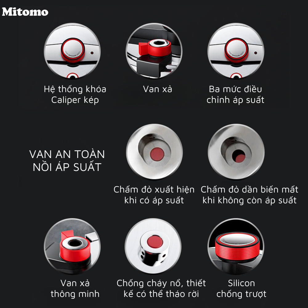Nồi áp suất inox đáy từ cao cấp Mitomo 304AEU