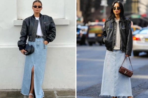 Bỏ túi 10+ cách phối đồ với chân váy jean dài mùa đông