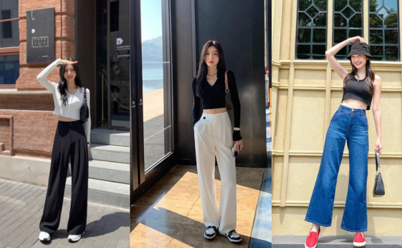 Phối Áo Croptop Với Quần Ống Rộng Chuẩn Trend