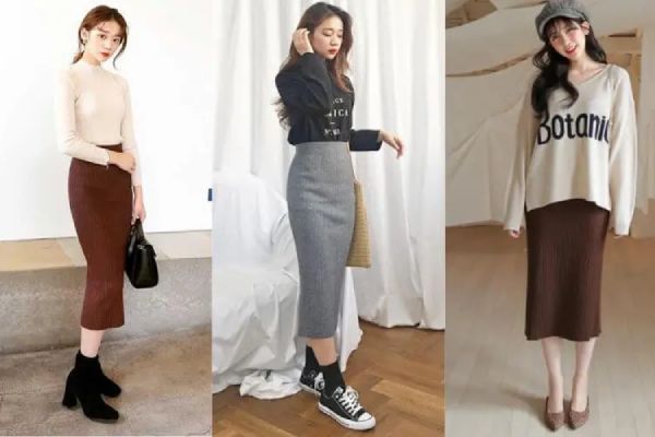 Chân váy len dài mặc với áo gì mẹo phối đồ cực xinh