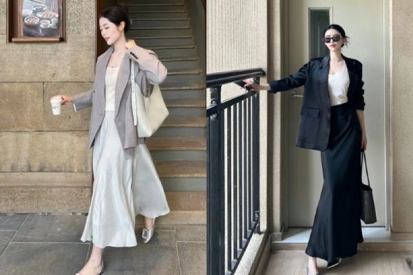 Cách phối đồ với chân váy lụa thanh lịch cuốn hút
