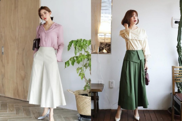 Quần giả váy dài phối với áo gì đẹp và thanh lịch