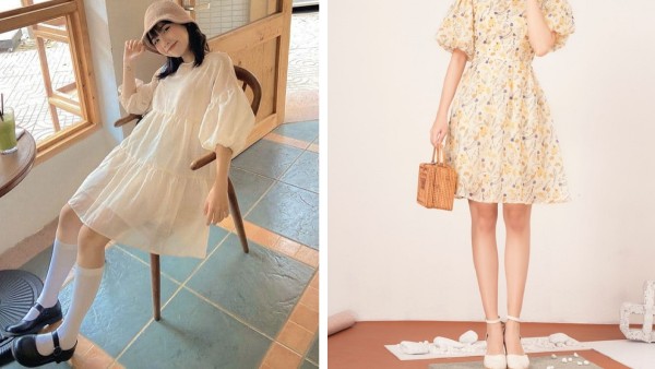 Phối giày búp bê với đầm liền thân dáng xòe nữ tính
