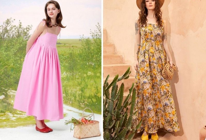 Phối đồ với giày búp bê cùng đầm maxi nhẹ nhàng