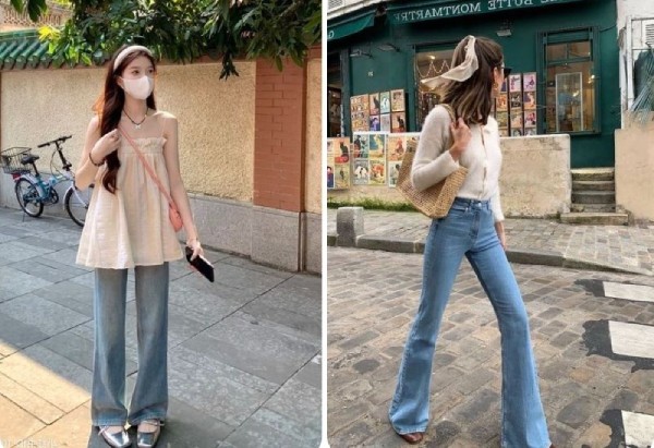 Phối giày búp bê và quần ống loe cuốn hút