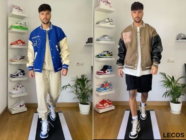 Phối giày Jordan cổ cao nam cùng áo khoác varsity