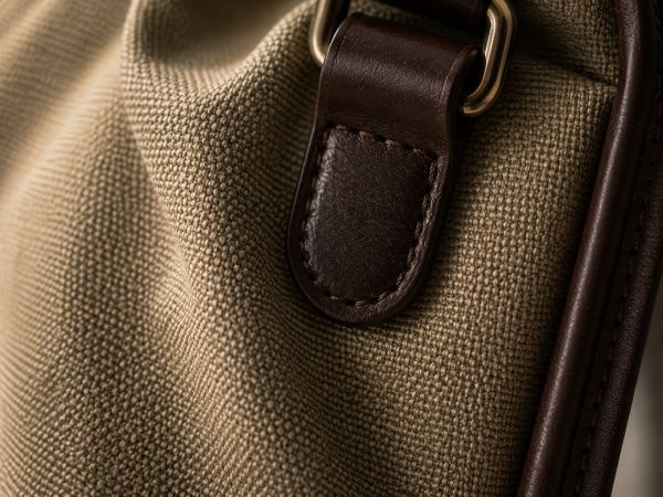 Cận cảnh bề mặt vải canvas dùng cho túi xách nam
