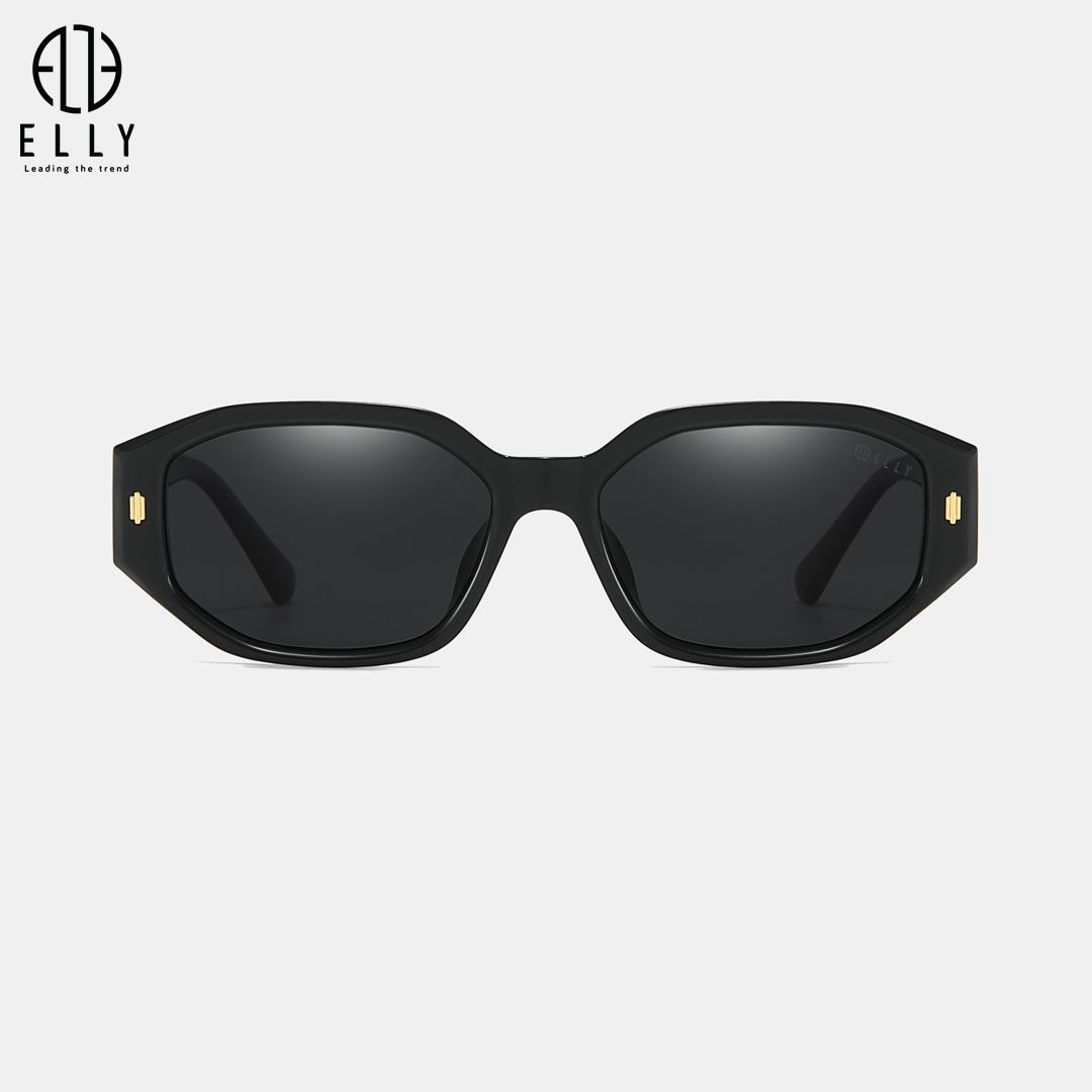 Form kính chữ nhật to bản, các góc được bo nhẹ mang hơi hướng geometric (đa giác), giúp khuôn mặt trông cân đối và sắc nét hơn.