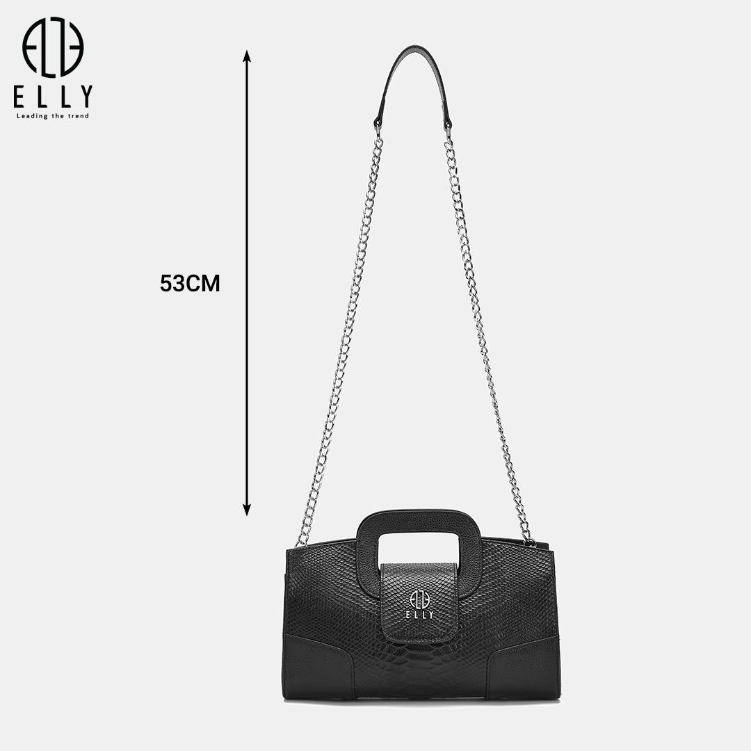 Clutch còn có thêm dây đeo dài bằng da phối xích mạ bạc thu hút cho nàng thay đổi phong cách cầm tay hay đeo linh hoạt