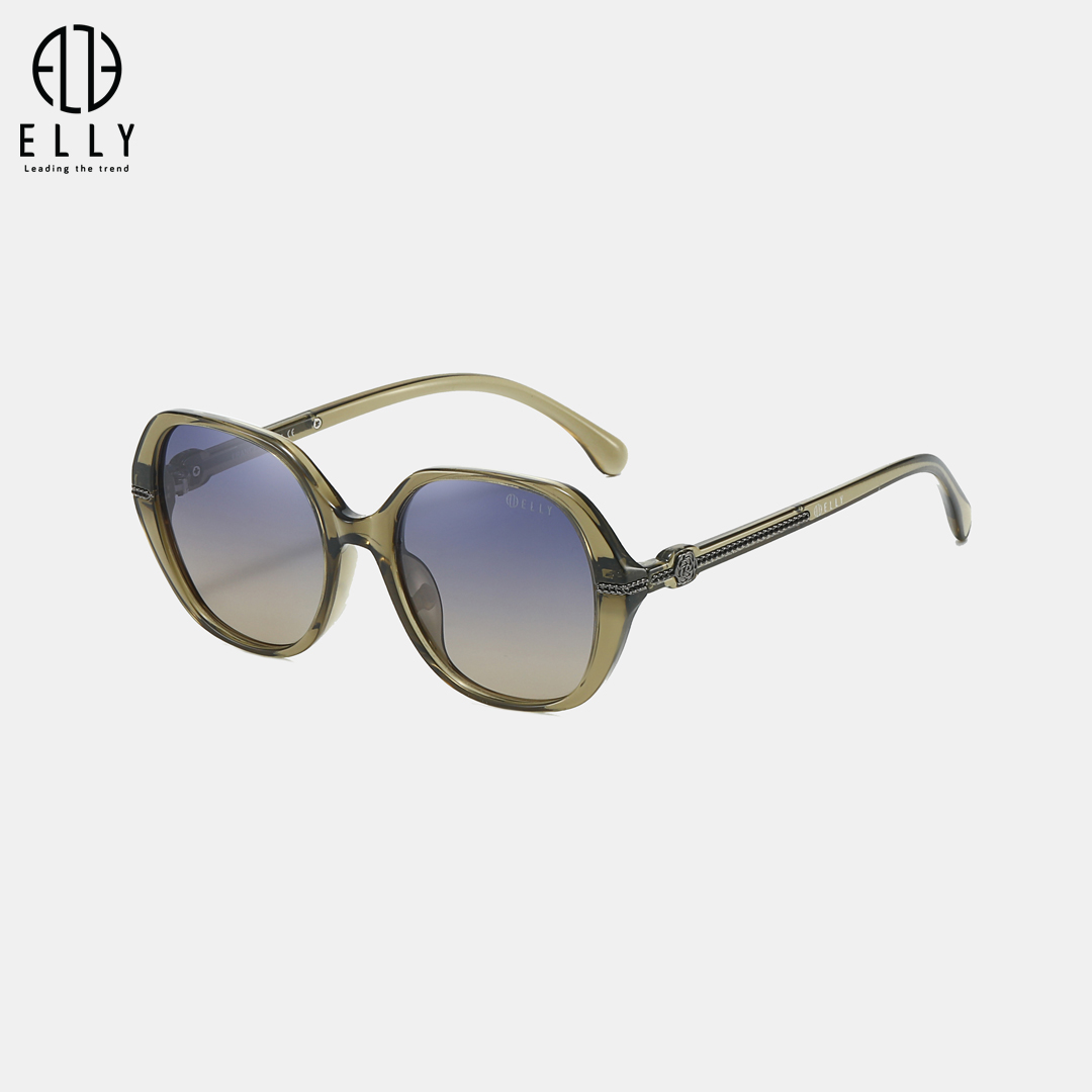 Tên thương hiệu ELLY được khắc tinh xảo trên mắt kính và gọng kính, khẳng định dấu ấn thương hiệu