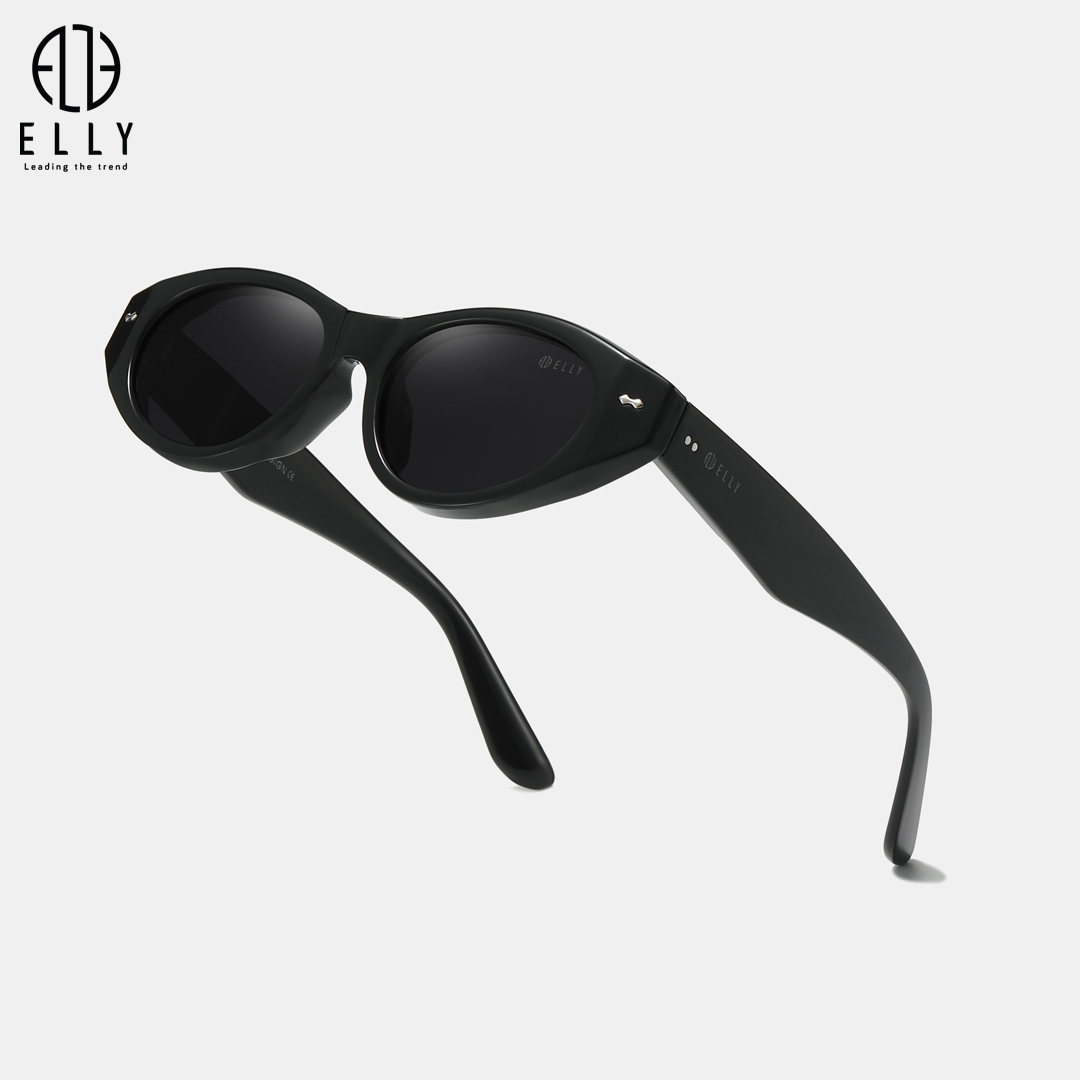 Phần viền gọng dày được nhấn bằng đinh kim loại nhỏ ở hai góc trước, tạo điểm nhấn tinh tế và thể hiện sự chỉn chu trong từng chi tiết thiết kế