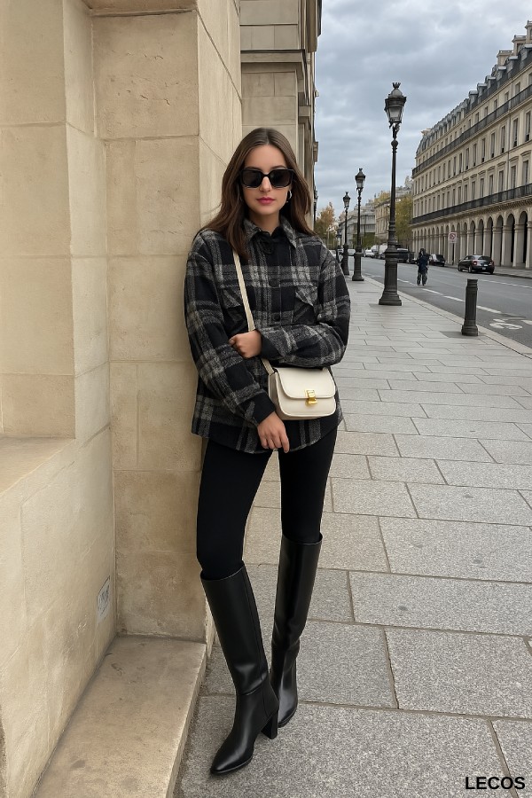 Phối đồ boot cổ cao với quần legging