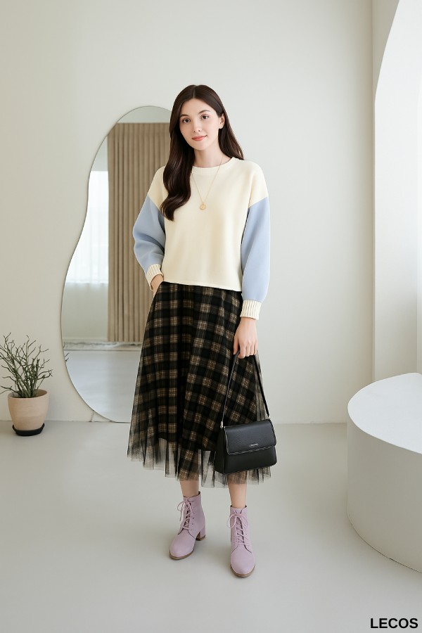 Phối boot cổ thấp với chân váy tutu