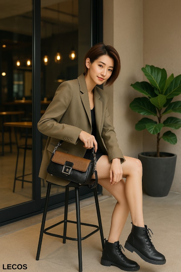 Phối boot cổ thấp với áo blazer