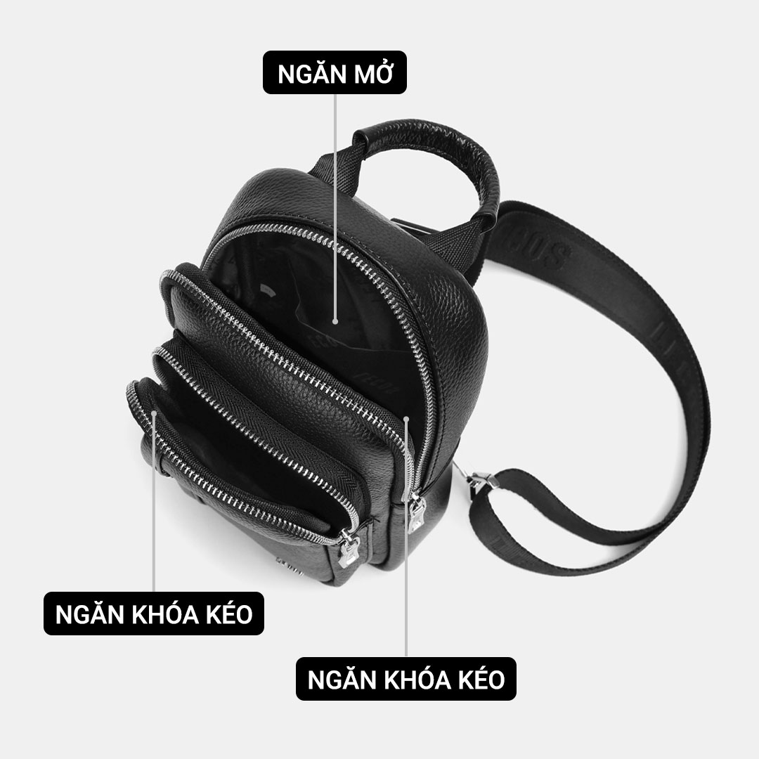 Túi với 1 ngăn chính lớn có khóa kéo, bên trong túi còn có thêm một ngăn mở nhỏ & một ngăn có khóa kéo khác giúp quý ông dễ dàng sắp xếp đồ đạc ngăn nắp và tiện lợi