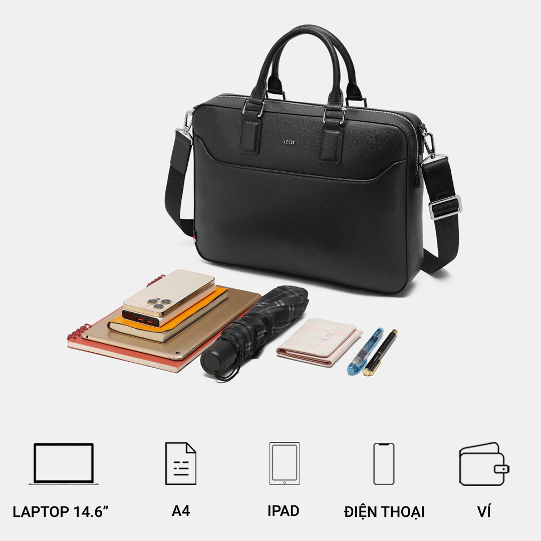 LECOS - LT19 với thiết kế có nhiều ngăn, có thể đựng laptop, sổ sách, điện thoại và nhiều đồ dùng cá nhân khác