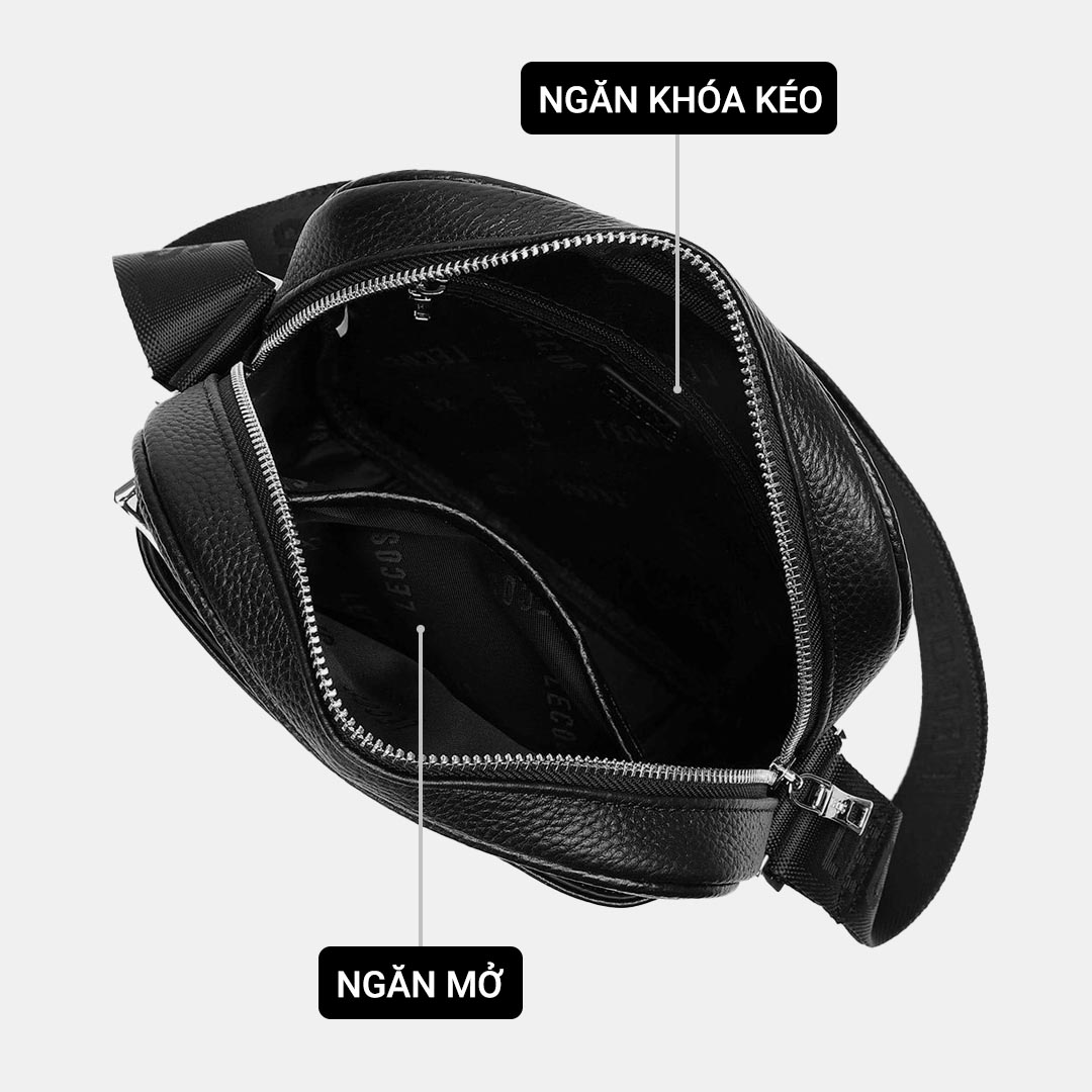 Túi với 1 ngăn chính lớn có khóa kéo, bên trong túi còn có thêm một ngăn mở & một ngăn có khóa kéo khác giúp quý ông dễ dàng sắp xếp đồ đạc ngăn nắp và tiện lợi