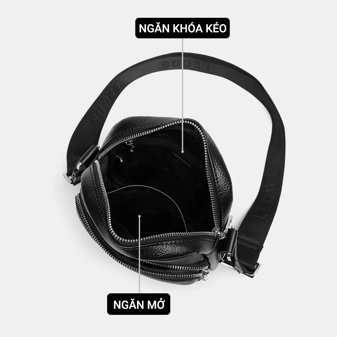 Túi với 1 ngăn chính lớn có khóa kéo, bên trong túi còn có thêm một ngăn mở nhỏ & một ngăn có khóa kéo khác giúp quý ông dễ dàng sắp xếp đồ đạc ngăn nắp và tiện lợi
