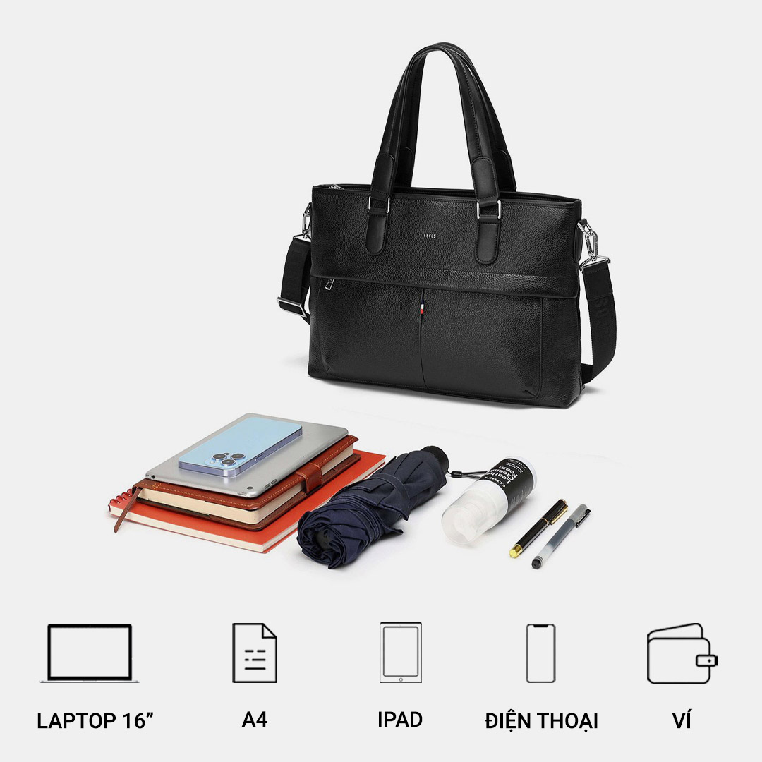 LECOS LT5 với thiết kế rộng rãi, có nhiều ngăn, có thể đựng laptop, sổ sách, ipad, điện thoại và nhiều đồ dùng cá nhân khác