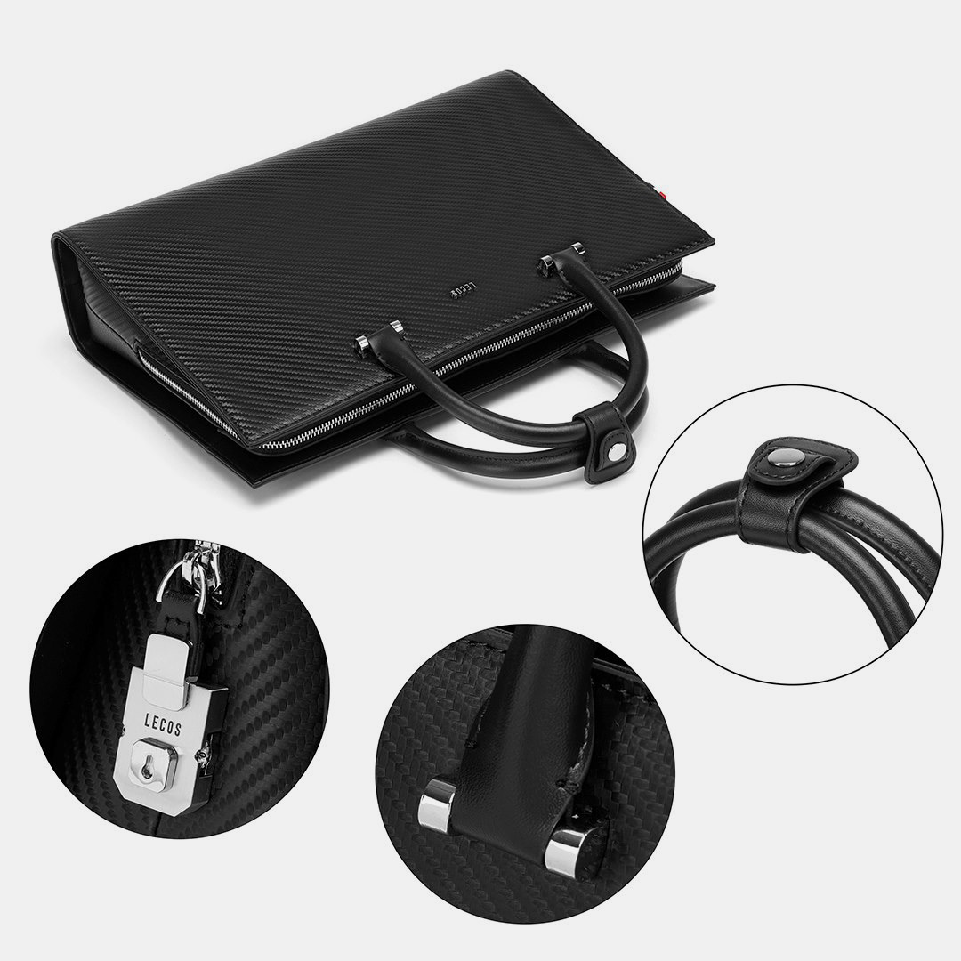 Logo LECOS được laser trên khóa số bằng kim loại màu bạc sang trọng tạo nên một tổng thể đẹp hoàn hảo và ấn tượng