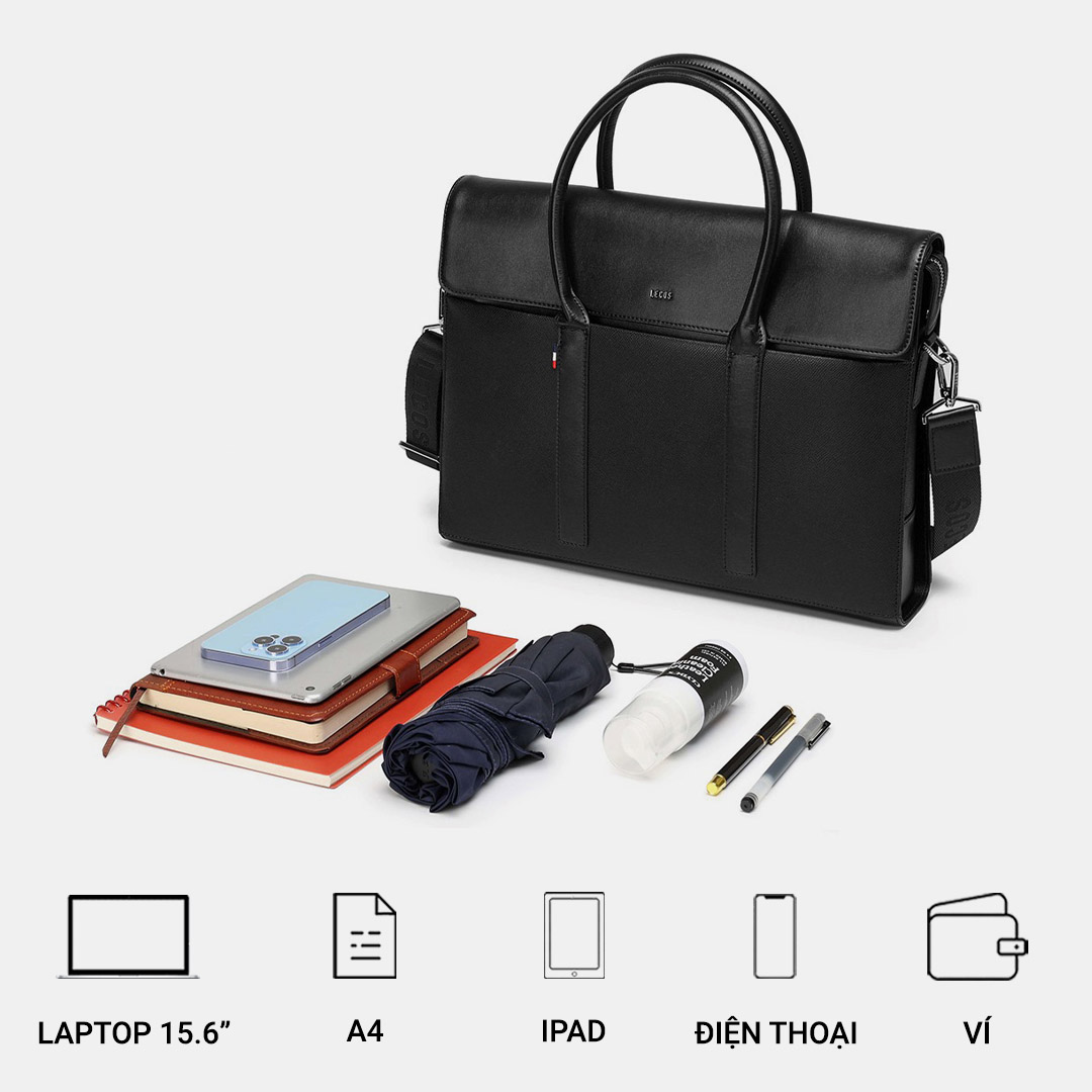 LECOS LT7 với thiết kế rộng rãi, có nhiều ngăn, có thể đựng laptop, sổ sách, ipad, điện thoại và nhiều đồ dùng cá nhân khác