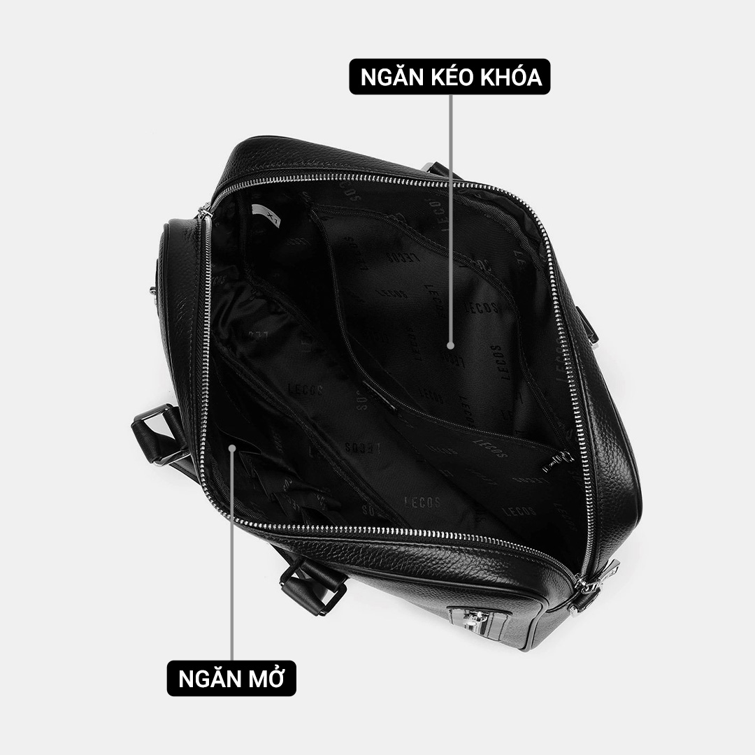Túi với 1 ngăn chính lớn có khóa kéo, bên trong túi còn có thêm một ngăn mở & một ngăn có khóa kéo khác giúp quý ông dễ dàng sắp xếp đồ đạc ngăn nắp và tiện lợi