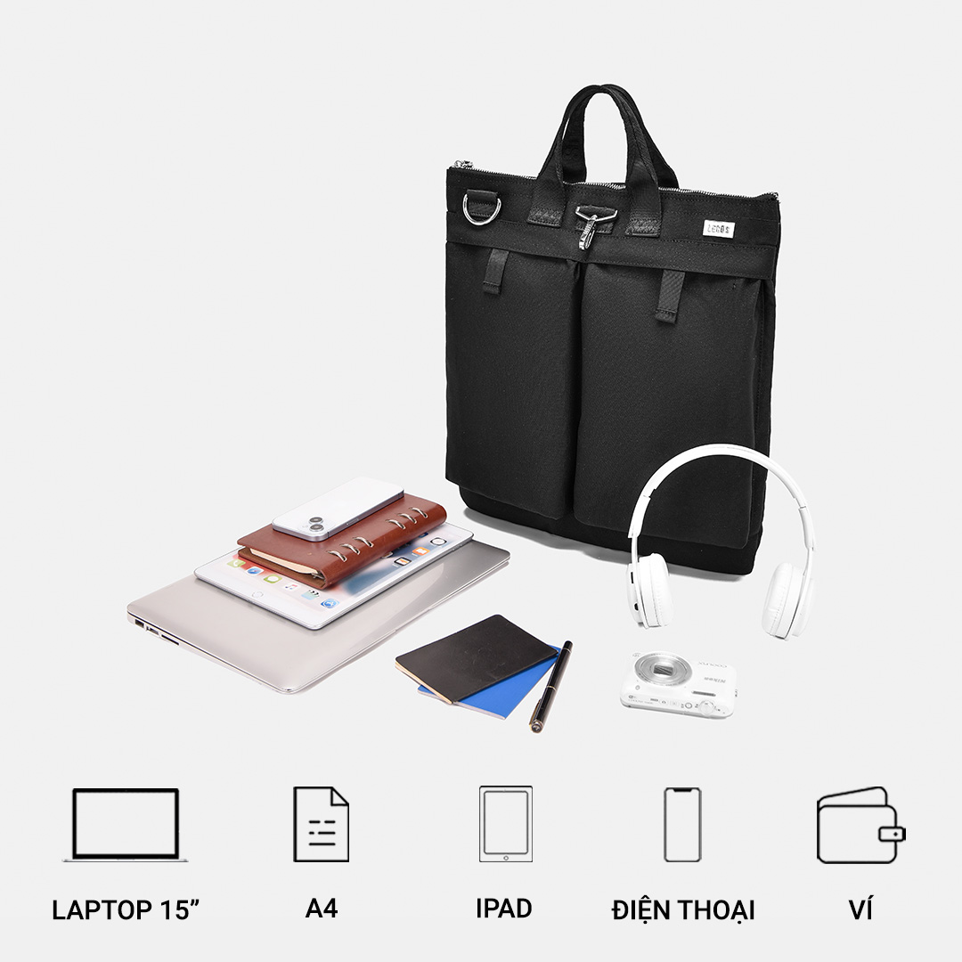 LECOS - LTH14 với thiết kế rộng rãi, có nhiều ngăn, có thể đựng laptop, sổ sách, ipad, điện thoại và nhiều đồ dùng cá nhân khác