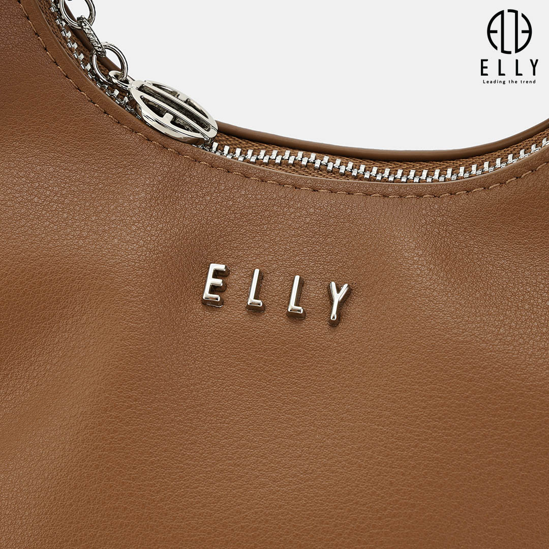 Đậm dấu ấn thương hiệu: Logo ELLY tinh tế được gắn phía trước, khẳng định giá trị của một phụ kiện thời trang cao cấp