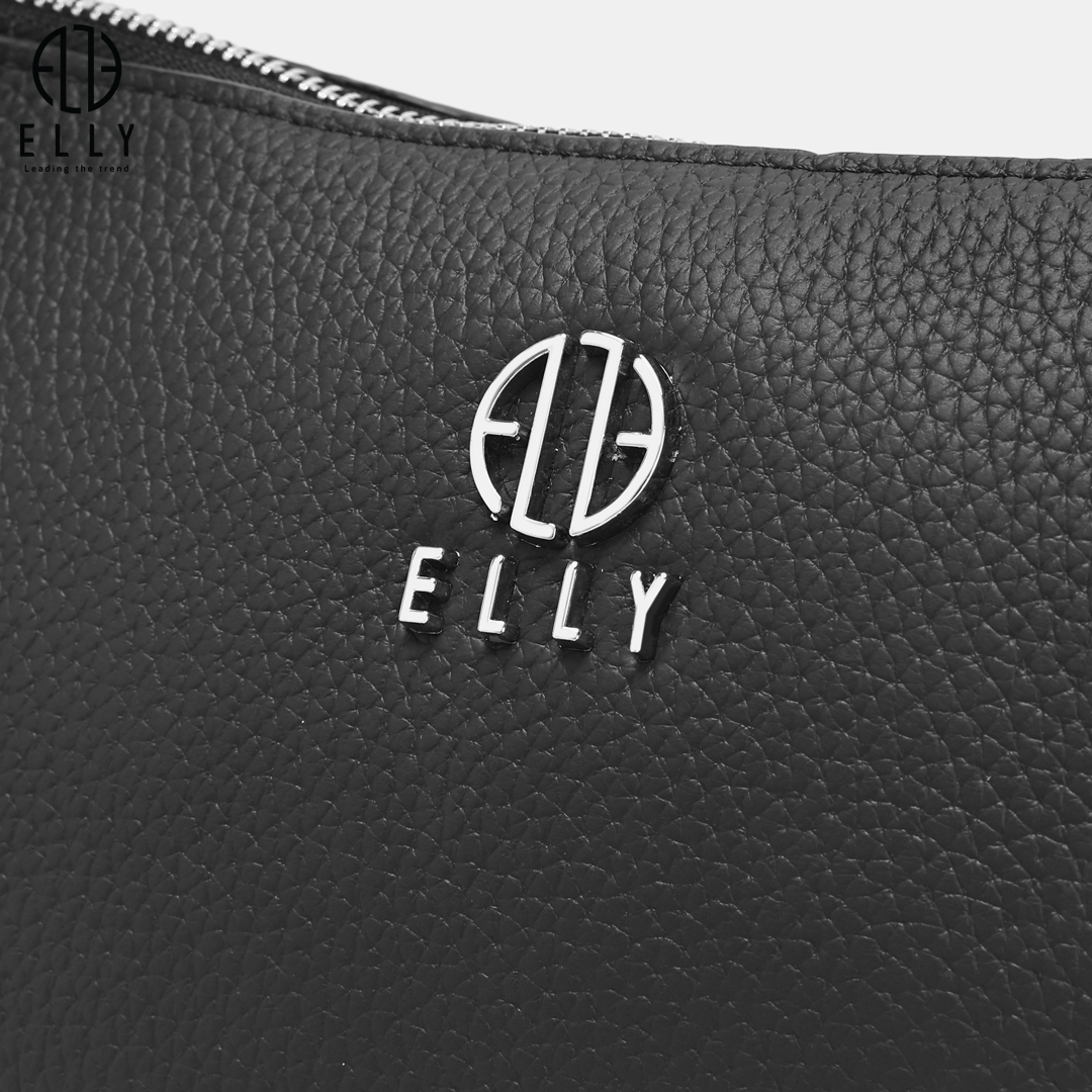 Logo ELLY kim loại mạ vàng tinh tế, nổi bật ở mặt trước túi