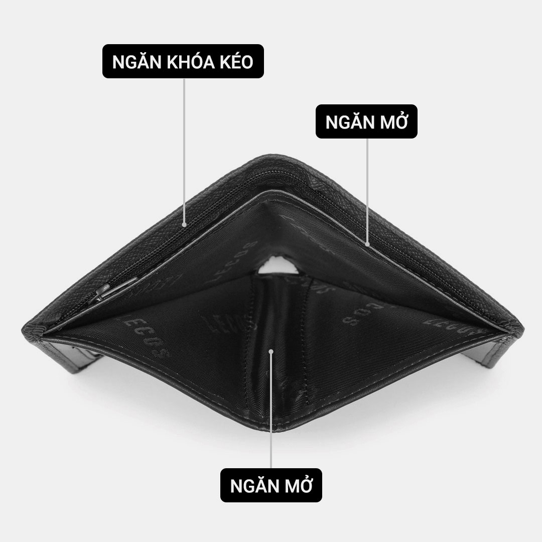 Thiết kế ví mở dọc bên trong có 1 ngăn ngang dài, 1 ngăn cài thẻ giúp quý ông dễ dàng sắp xếp tiền bạc, thẻ, ảnh các loại... ngăn nắp và tiện lợi