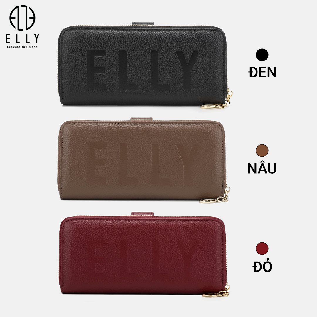 Bộ sưu tập ví nữ cao cấp da thật ELLY – EV87 hiện có 3 màu: đen, nâu, đỏ