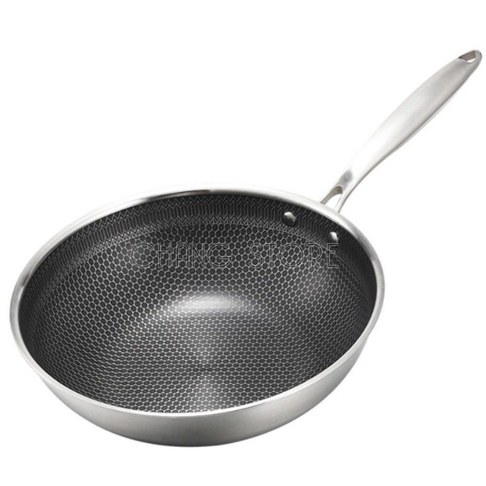 Chảo Chống Dính Sâu Lòng Vân Đá Tổ Ong Dùng Được Cho Mọi Loại Bếp Chất Liệu Inox 3 Lớp Cao Cấp.