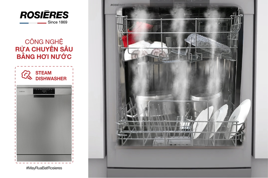 Máy rửa bát ROSIERES RF 3E7DX-04 ( độc lập 13 bộ)