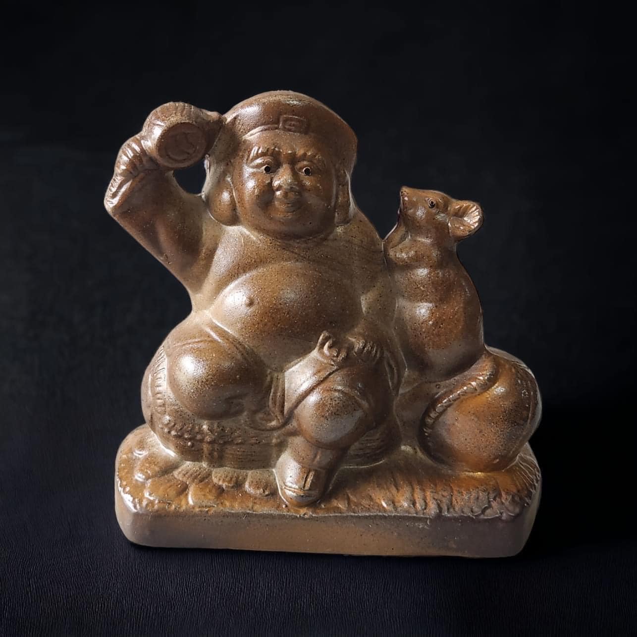 Tượng Bizen thần Daikokuten & chuột may mắn