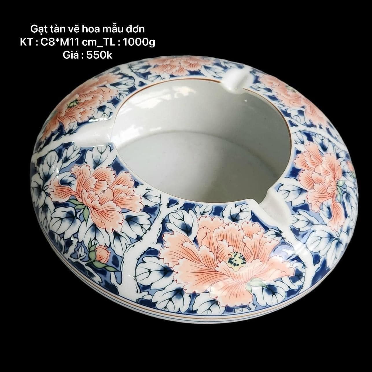 Gạt tàn vẽ hoa mẫu đơn
