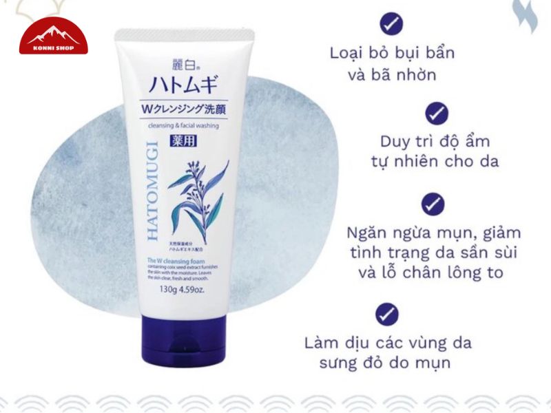 Công dụng của sữa rửa mặt Hatomugi với từng loại da
