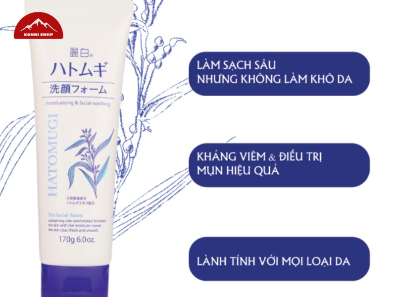 Thành phần chính của sữa rửa mặt Hatomugi cho dầu và da khô