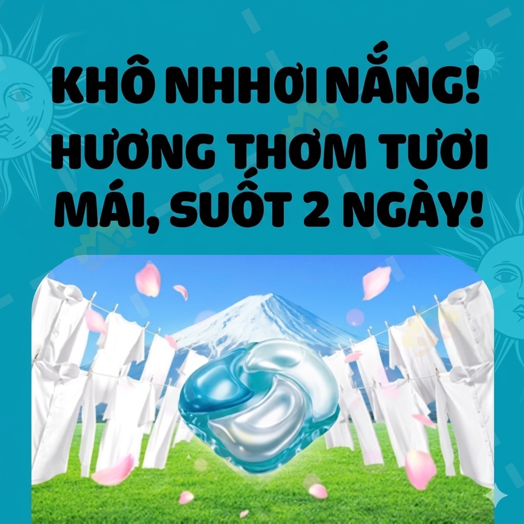 Viên giặt 4D xanh P&G Bold Gel Ball Sun & Fresh Soap 28 viên