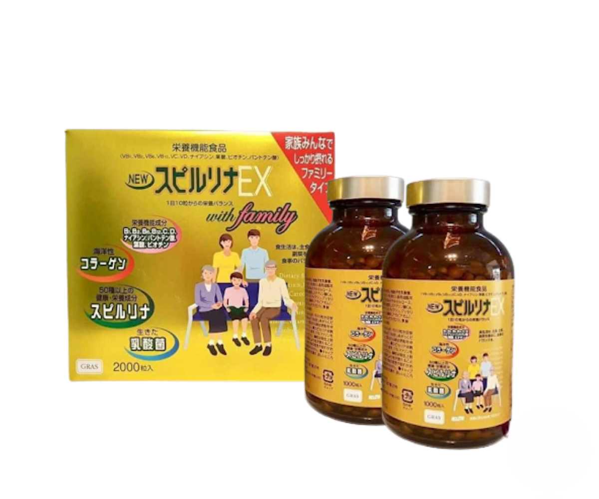 Viên uống tảo vàng Spirulina EX cao cấp set 2 lọ x 2000 viên