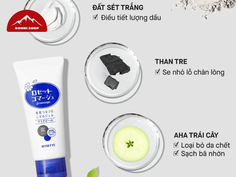 Gel tẩy da chết Rosette 180g - Xanh (mẫu mới)